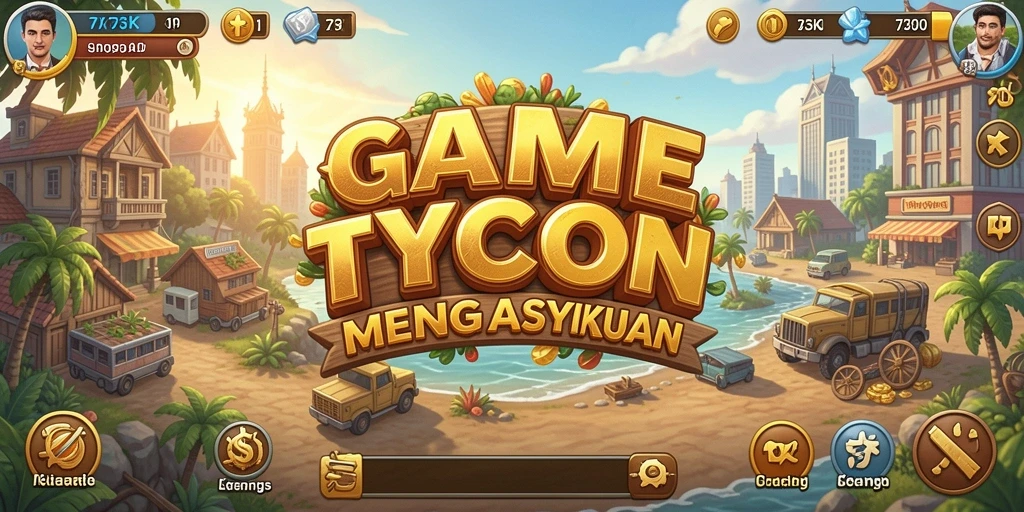Screenshot gameplay 73K menampilkan manajemen bisnis yang mendebarkan.
