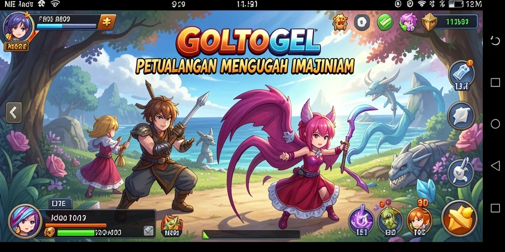 Tampilan gameplay GOLTOGEL dengan karakter anime yang menarik.