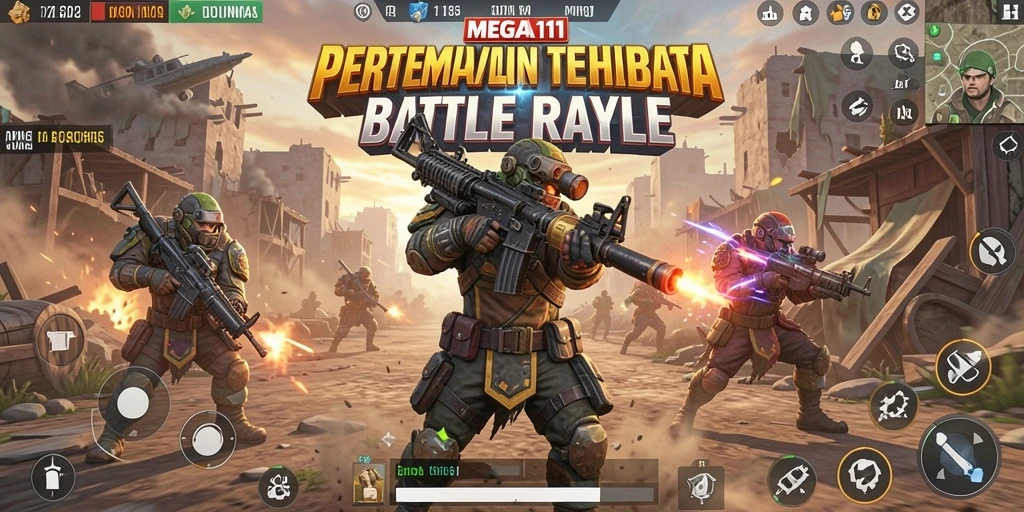 Tampilan gameplay mendebarkan di MEGA111 Battle Royale.